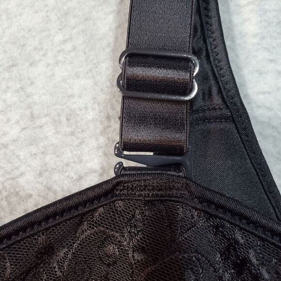 Bali Bra Womens 40 DD Black Floral Underwire Full Coverage Adjustable Straps - Picture 6 of 11